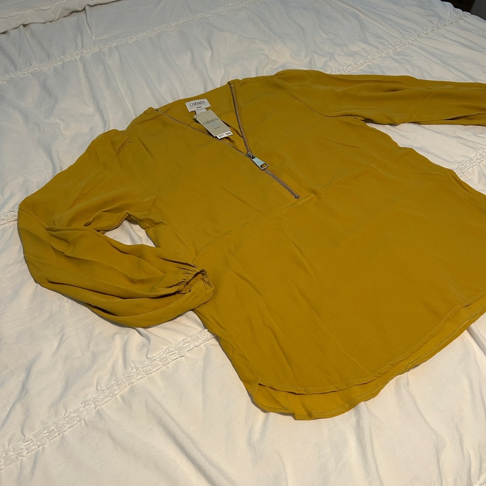 Coco + Carmen Mustard Blouse with Zipper